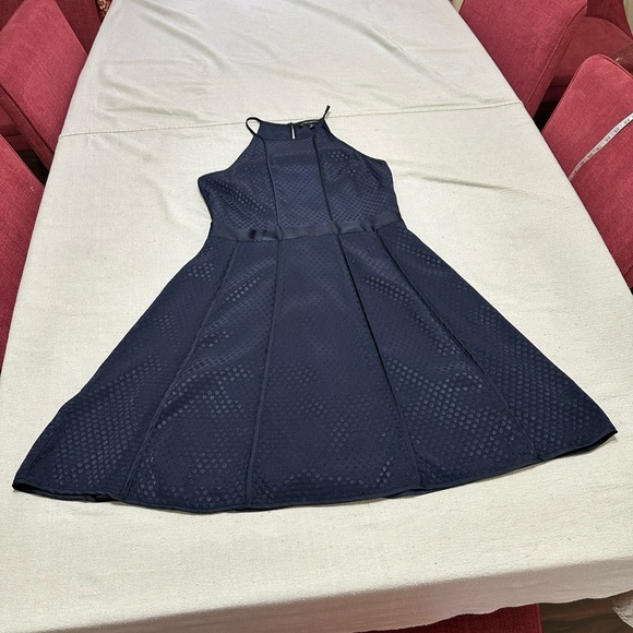Banana Republic Navy Polka‎ Dot Pleated Fit & Flare Dress, Women’s Size 8 - Picture 8 of 13